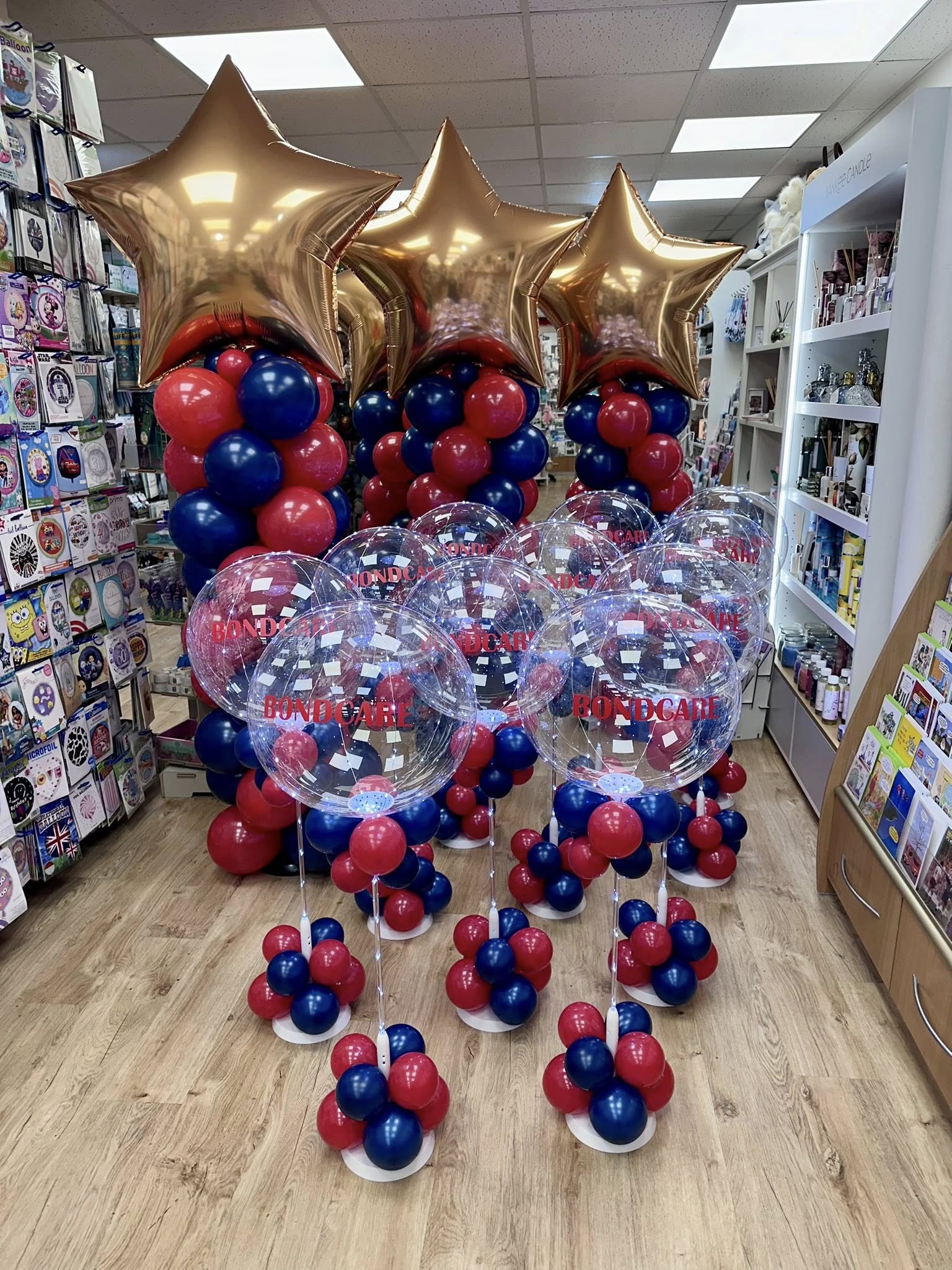 Balloon display inside Mad Expectations party shop