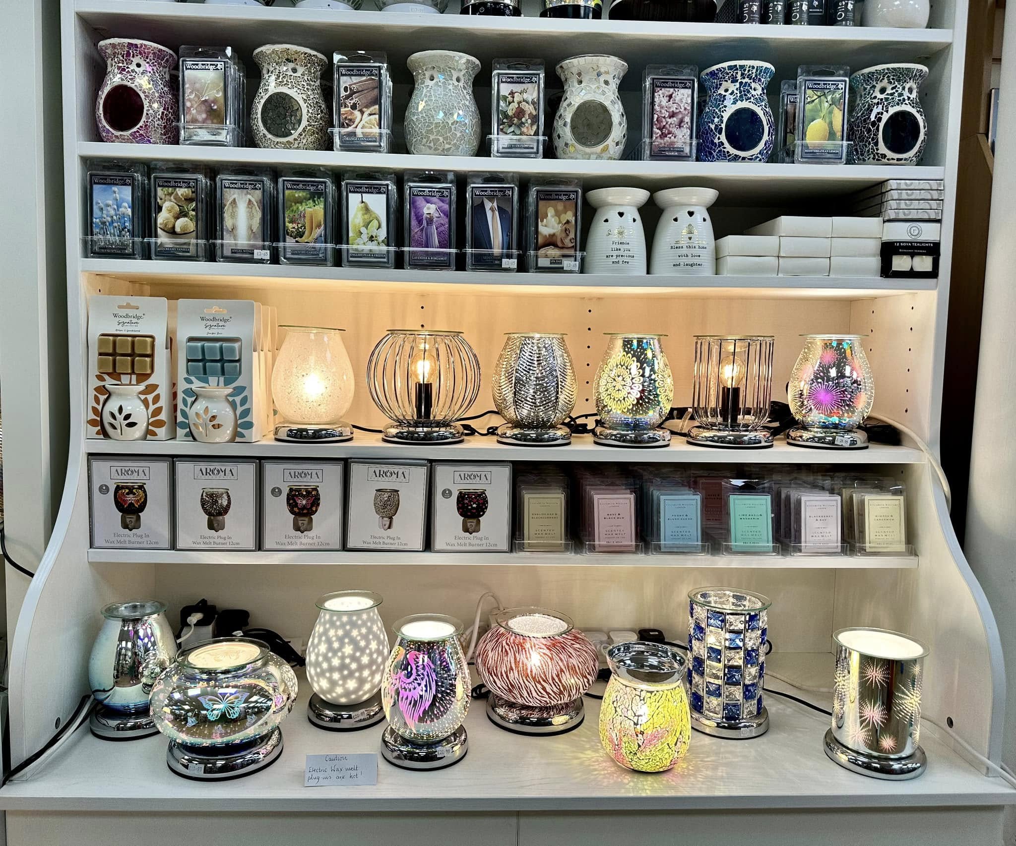Gift lamps and wax melts display at Mad Expectations